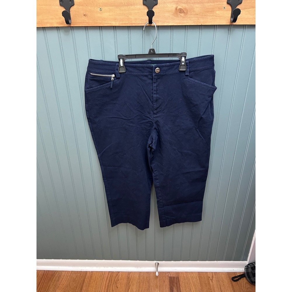 Lauren Ralph Lauren Navy‎ Blue Capri Pants Women's Size 16 Cropped  Stretch